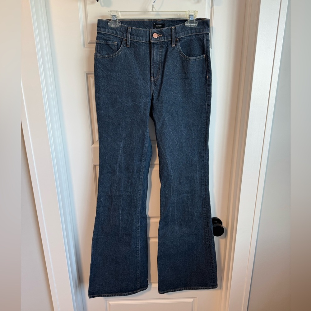 Express size 6L flare dark wash jeans